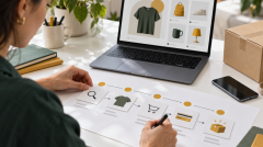 E-ticaret satış adımlarını planlayan işletme sahibi