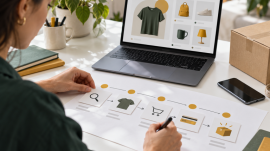 E-ticaret satış adımlarını planlayan işletme sahibi