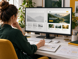 Web sitesinin önceki ve yenilenen tasarımını karşılaştıran uzman